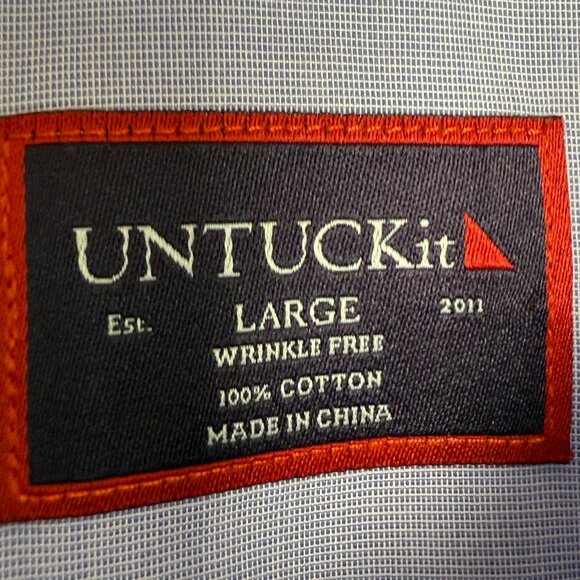 UNTUCKIT Men's EUC Hillstowe Short Sleeve Button Down Shirt | Size L - Picture 6 of 8